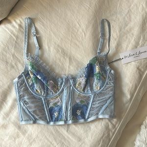 For Love and Lemons Light Blue Floral Bustier